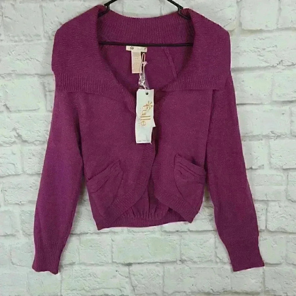 💜 {New} NWT Tulle Purple Zipper Sweater - Picture 2 of 4
